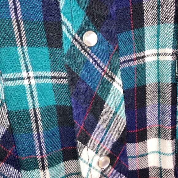 Wrangler Long Sleeve Mens Plaid Flannel Pearl Snap Western Cut L Tall Extra Long - Picture 4 of 10